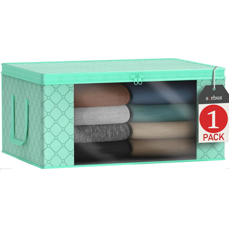 Sorbus Foldable Storage Fabric Cube Bin Bag Organizers, 1-Piece, Teal