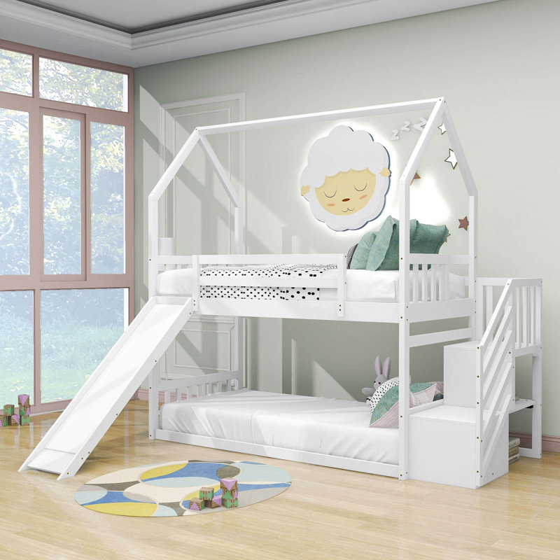 Lemeiux Kids Twin Over Twin Bunk Bed, White