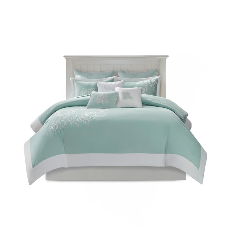 Ensemble de housse de couette mini turquoise double / grand, Housse de couette pour grand lit + 2 taies décora