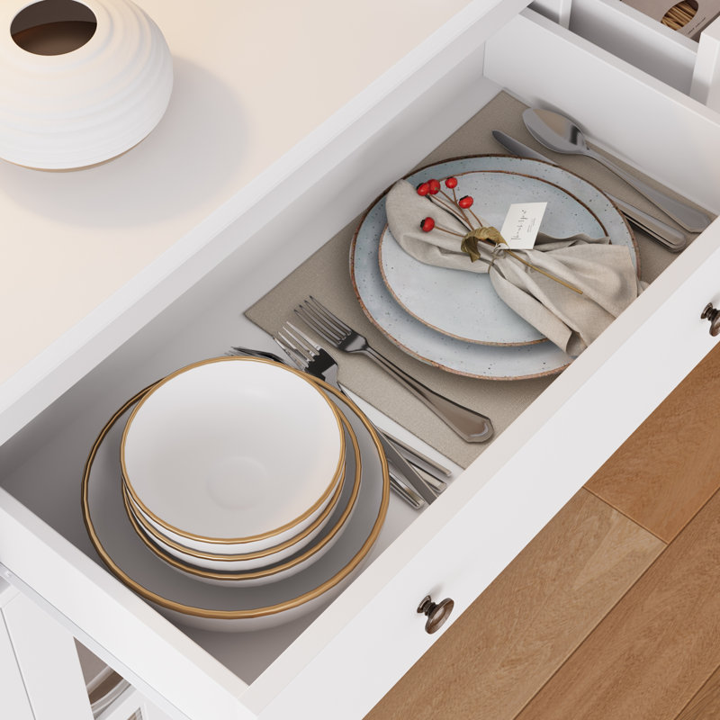 Buffet 2 tiroirs Arlton, Blanc