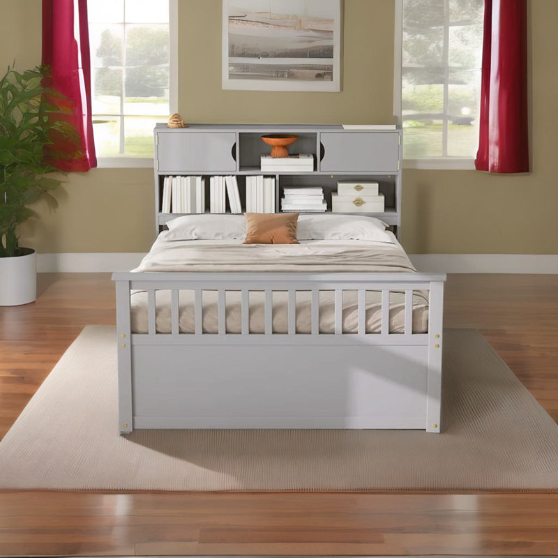 Structure de lit plateforme double pleine grandeur, gris