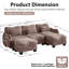 Canapé en forme de U en chenille avec 3 coussins de taille exquise, canapé modulaire surdimensionné à 3 places avec 2 repose-pieds mobiles, conception incurvée ergonomique, canapé modulaire facile à assembler pour le bureau du salon, poussière de rose