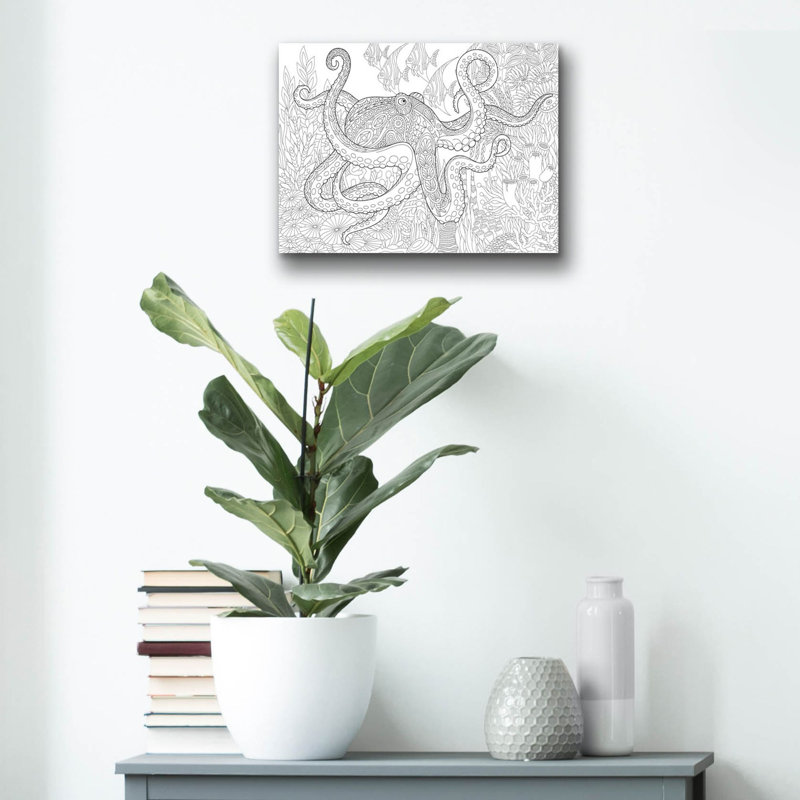 «Coloriage de poulpe» par Epic Portfolio, art mural en verre acrylique, H 12 po x l 16 po x P 0,13 po