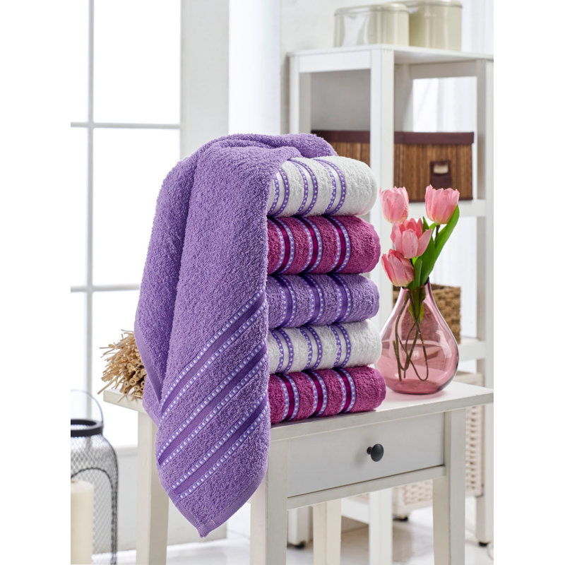 Ensemble de serviettes 6 pièces Ayisha, Lilas / mauve / blanc