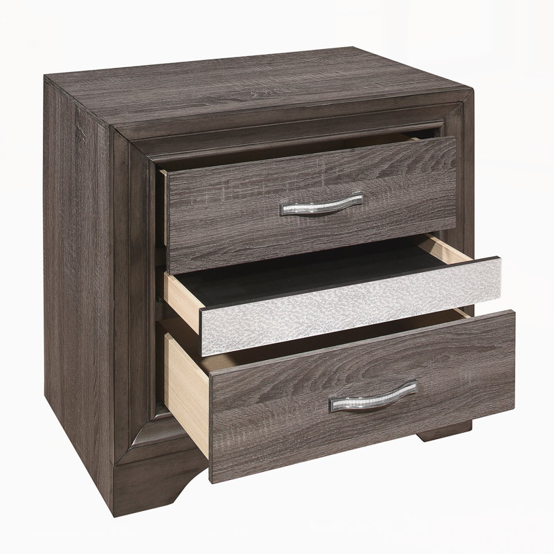 Table de chevet moderne avec tiroirs, Gris