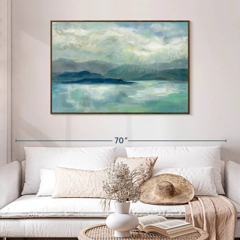 Tôt le lever du soleil, 25 po x 17 po, Cadre flottant noyer