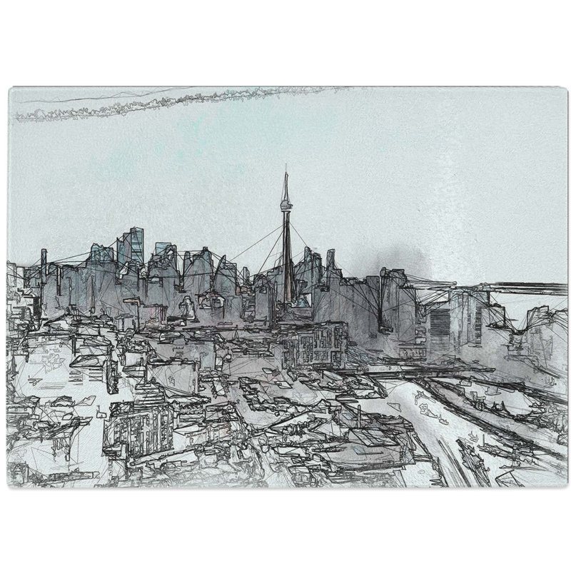 Tempered Glass Snowy Toronto Chopping Board, 39 cm W x 28.5 cm L