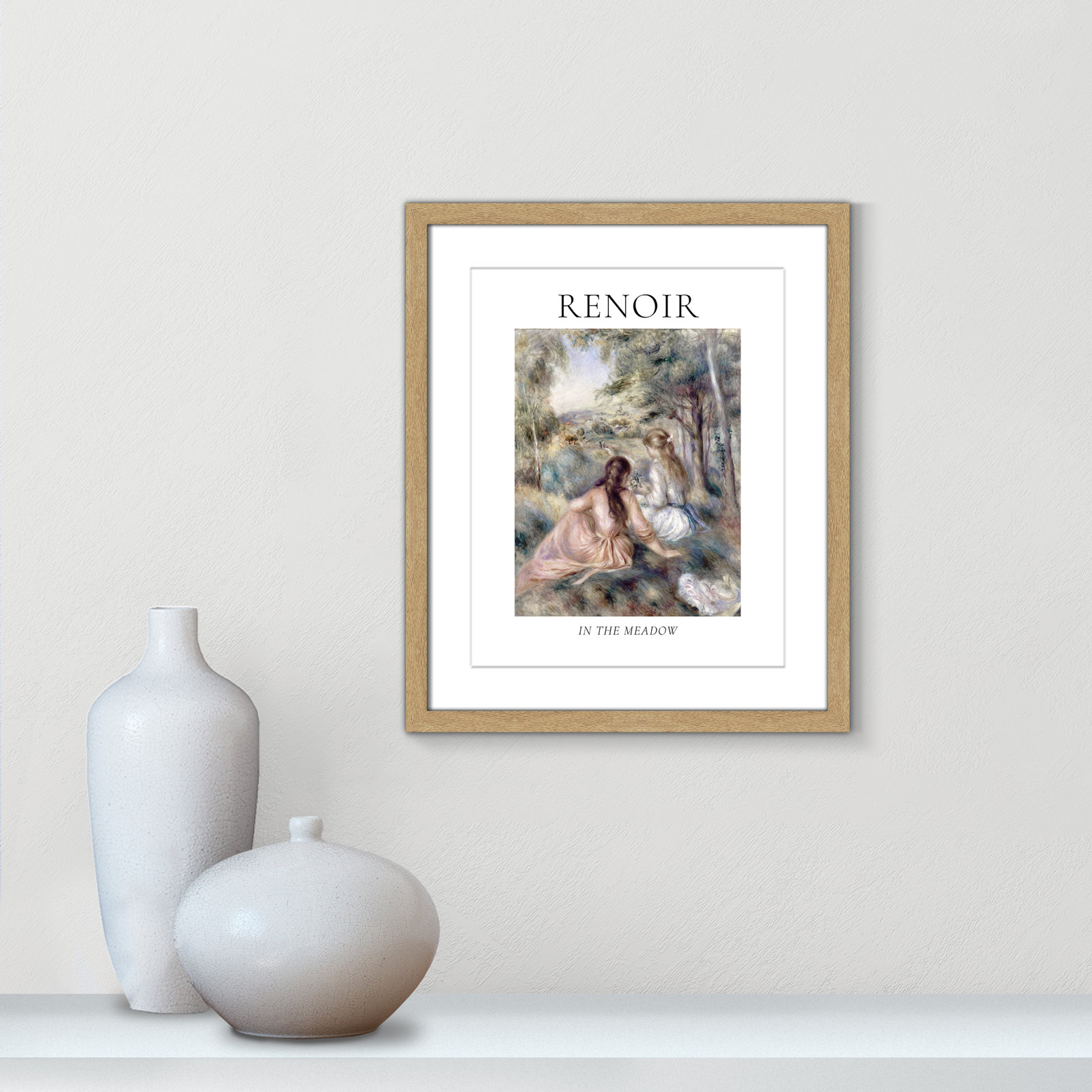 Old Masters Collection " In The Meadow " by Auguste Renoir, Yes, 19" H x 16" W x 1.25" D, Natural Single Picture Frame
