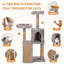  Arbre à chat 46 po pour chat d'intérieur, tour pour chat avec poteau à griffer, rampe, perchoir, chat pour chatons, chats âgés, gris clair