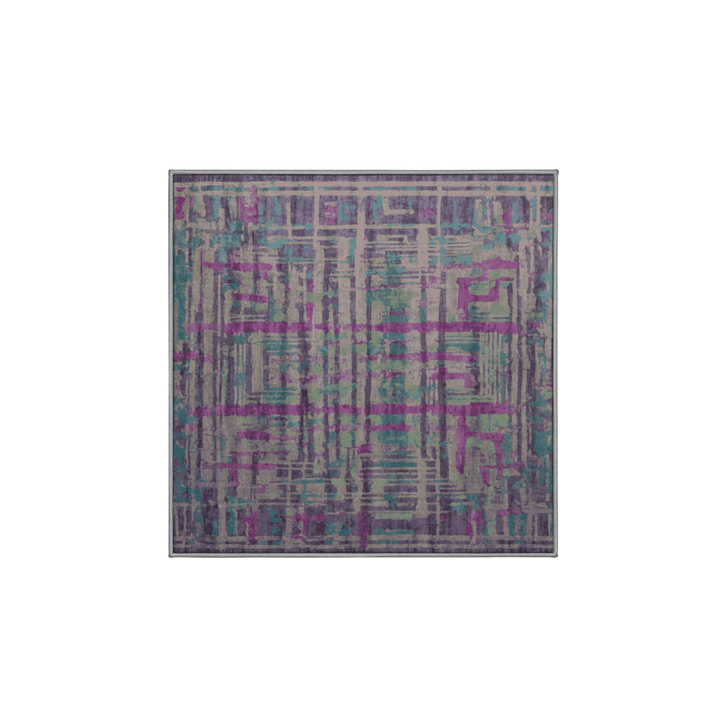 Tapis mauve lavable à la machine, Carré 7 pi