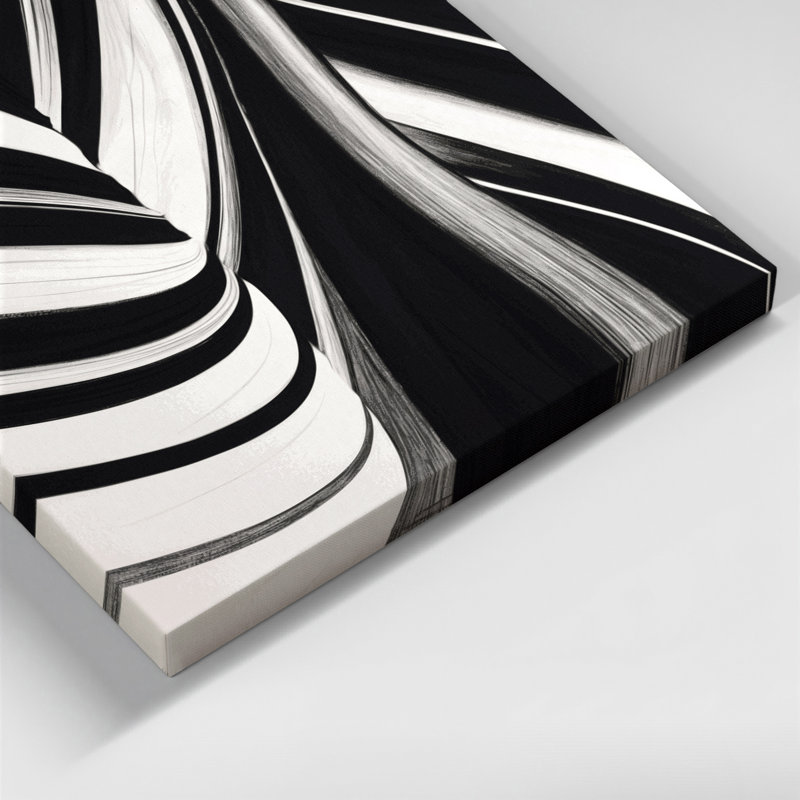 DiagonalStripes White Black Grey Canvas Wall Art, 11" H x 14" W