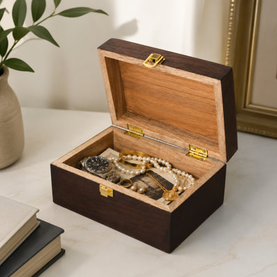 Boîte à souvenirs décorative en bois d'acacia fabriquée à la main 9 po