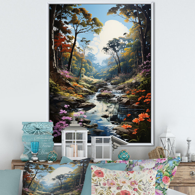 «Forest Charm», impression sur toile, Cadre flottant blanc, H 32 po x l 24 po x P 1 po