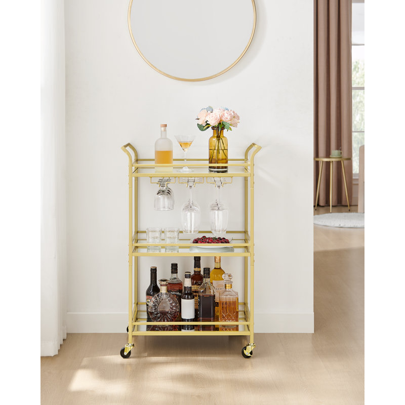 Aivah Kitchen Cart, Gold, 92cm H x 46.8cm W x 30cm D
