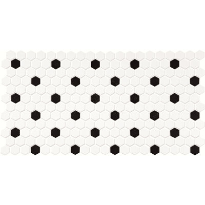 Daltile Keystones 1" Hexagon Mosaic Tile in Arctic White/Black (12 PC Per Carton) (21.00 SQFT Per Carton)