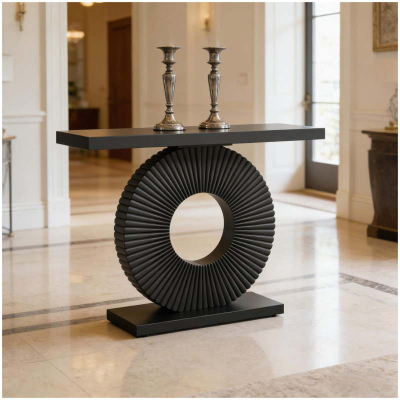 Élégante table de canapé, console en bois, Noir