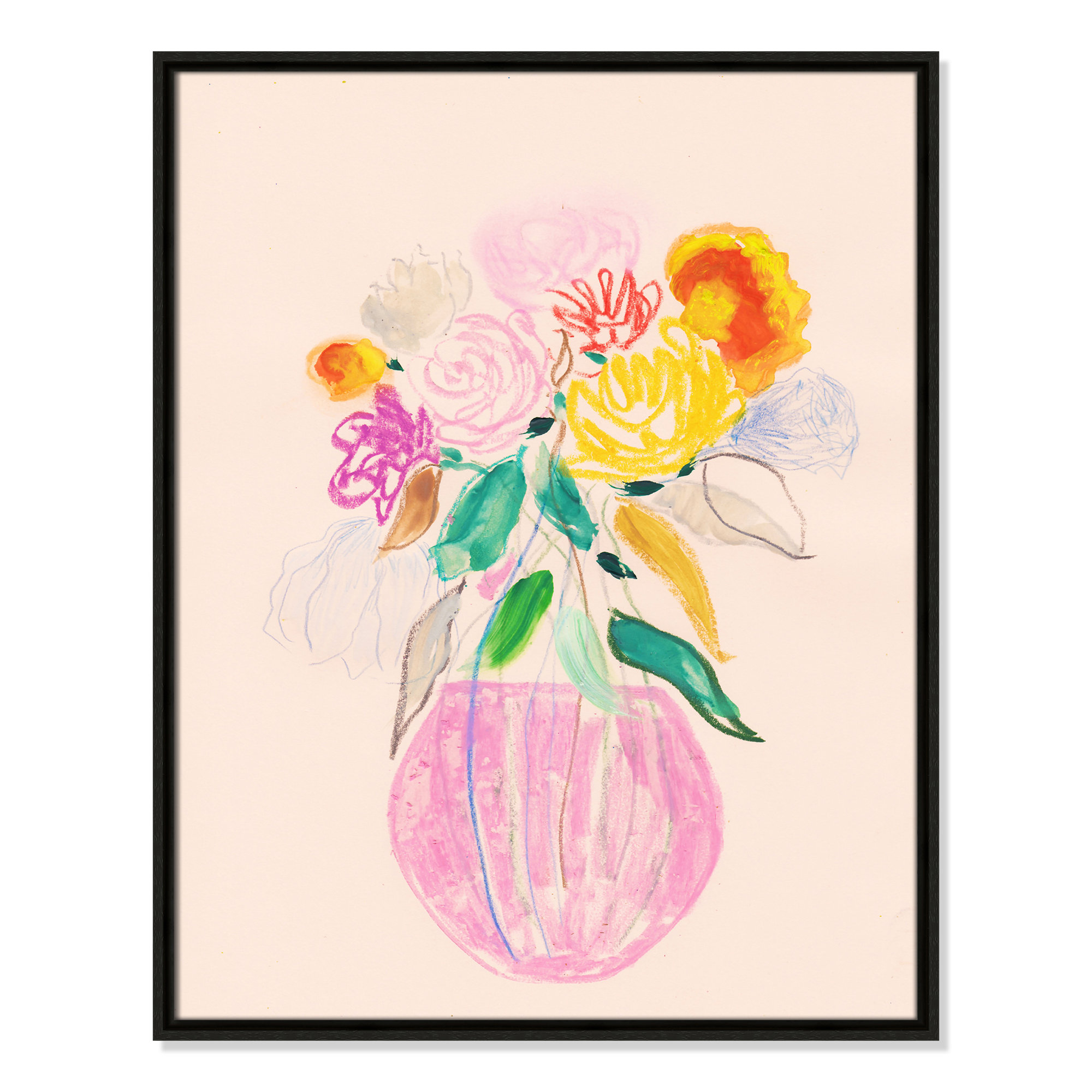 Simple Floral I Print by Bea Dina, Espresso Floater Framed Canvas, No Mat, 29.5" H x 23.5" W x 2" D