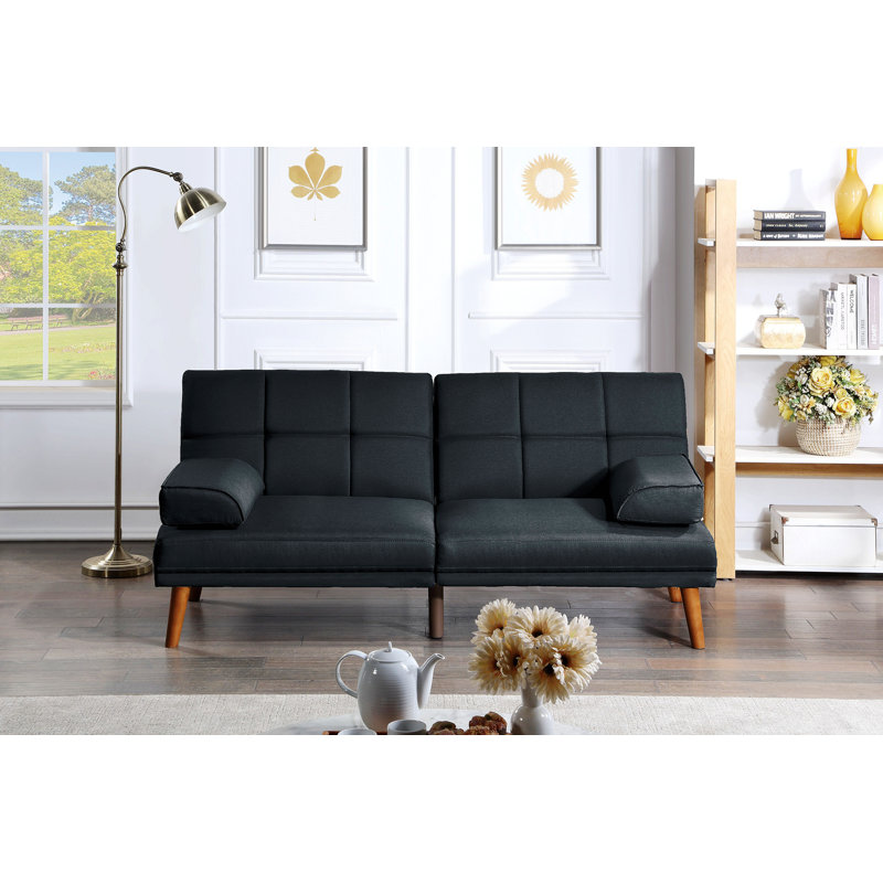 Upholstered 71'' Sofa, Black Polyfiber