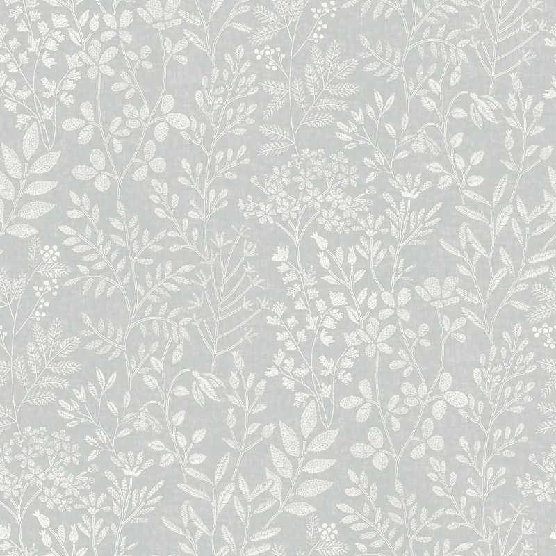 Karuna Collection Branched Leaves Wallpaper Roll, Grey