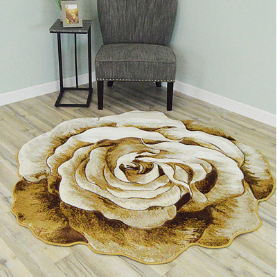 Tapis beige à motif floral Viera