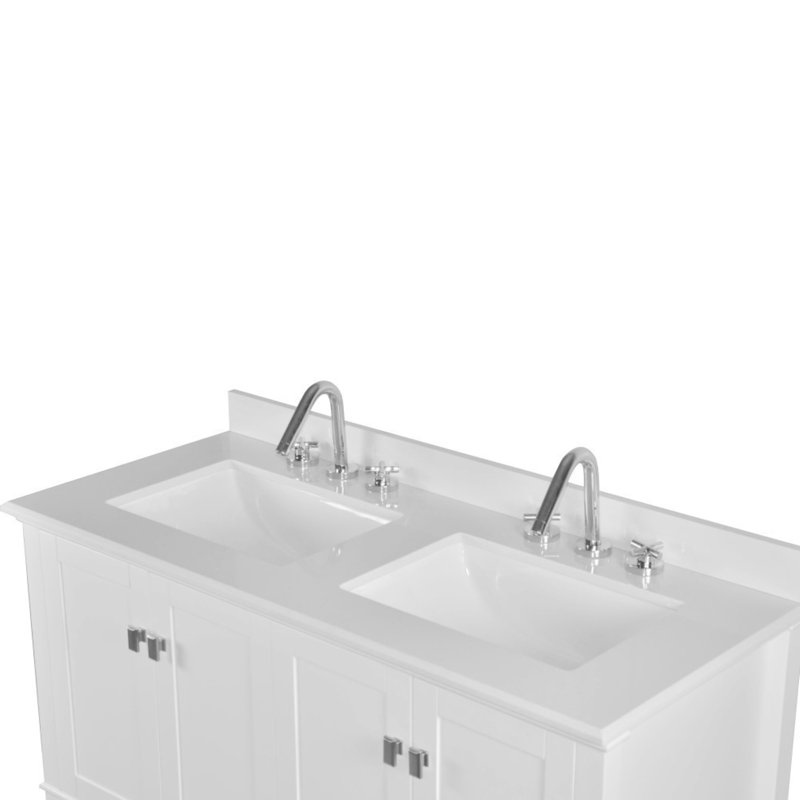 Akshayan 49” Double Vanity With Quartz Top, White