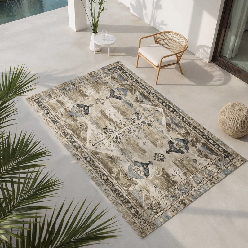 Opulent Mosaic Indoor And Outdoor Area Rug, Rectangle 1'6" x 2'6"