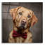 Art mural en verre épique «Labrador Retriever In Bowtie» par Rich Monet, 12 po x 12 po