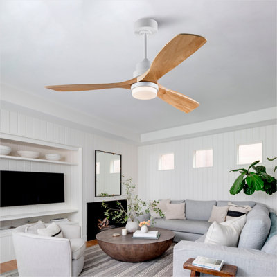 Ventilateur de plafond moderne de 52 pouces avec moteur à courant continu réversible à télécommande 3 lumières à DEL 3 couleurs à intensité variable
