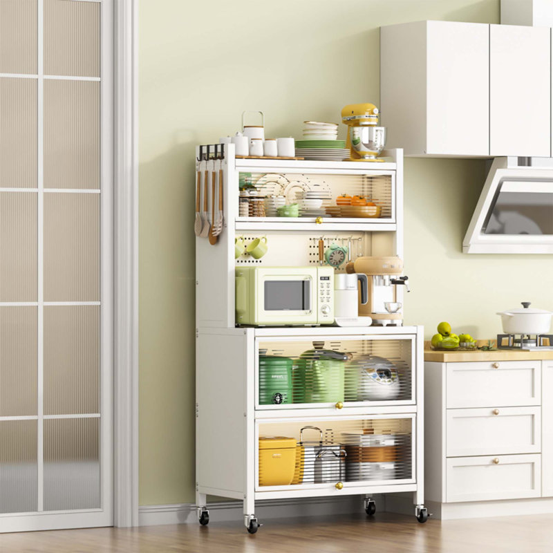 Étagère de boulanger de cuisine de 65 po de hauteur avec armoire à porte rabattable