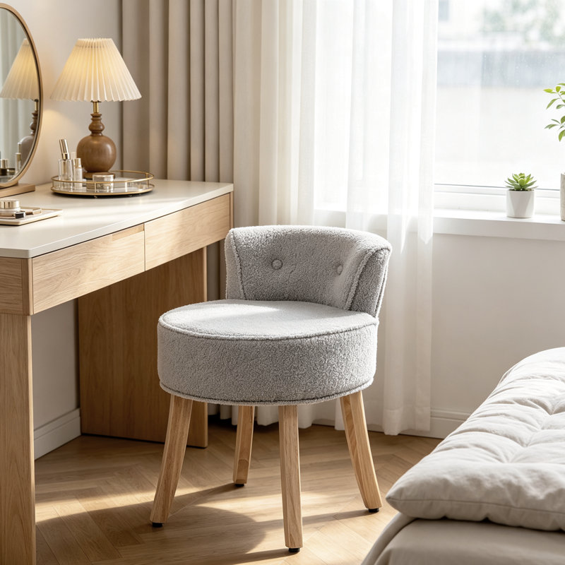 Plywood Accent Stool, Grey, Teddy
