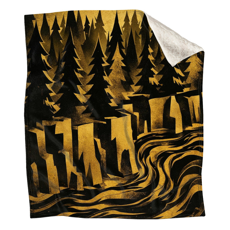 Couvertures Forest River, L 50 po x H 60 po, Jaune foncé / noir