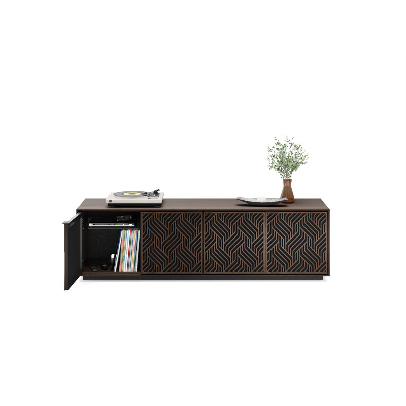 Elements - Cabinet with Rolling Plinth Base - Weave Door, Toasted Oak