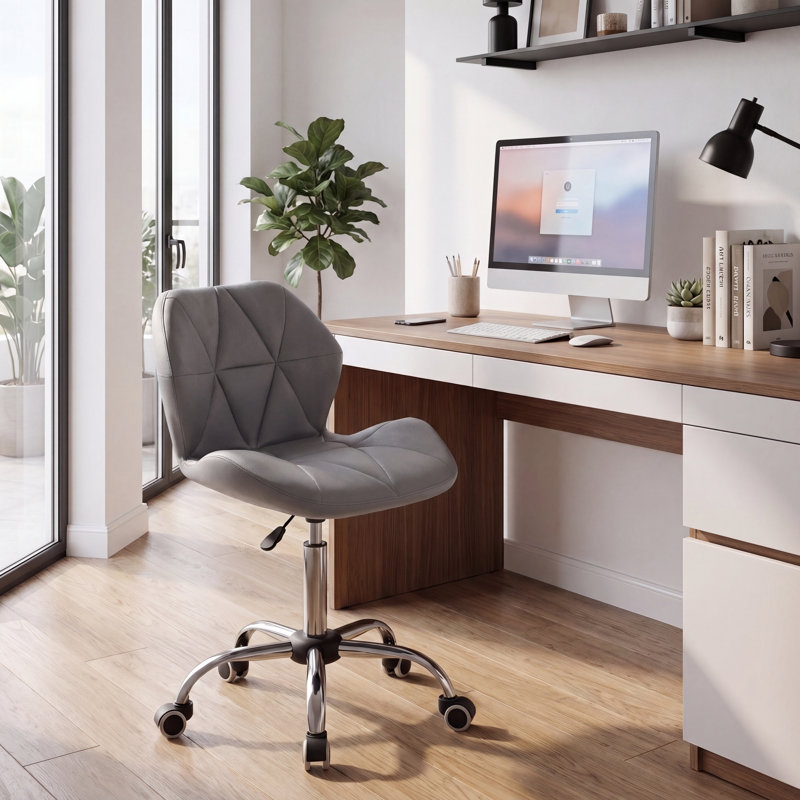 Muskoka Swivel Desk Chair Faux Leather With Adjustable Height, UKFR Certified, Grey