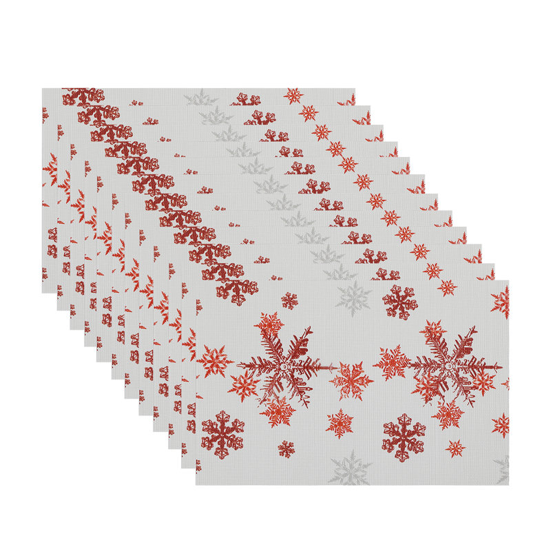 Napperon en vinyle (flocons de neige) - ensemble de 12, Rouge