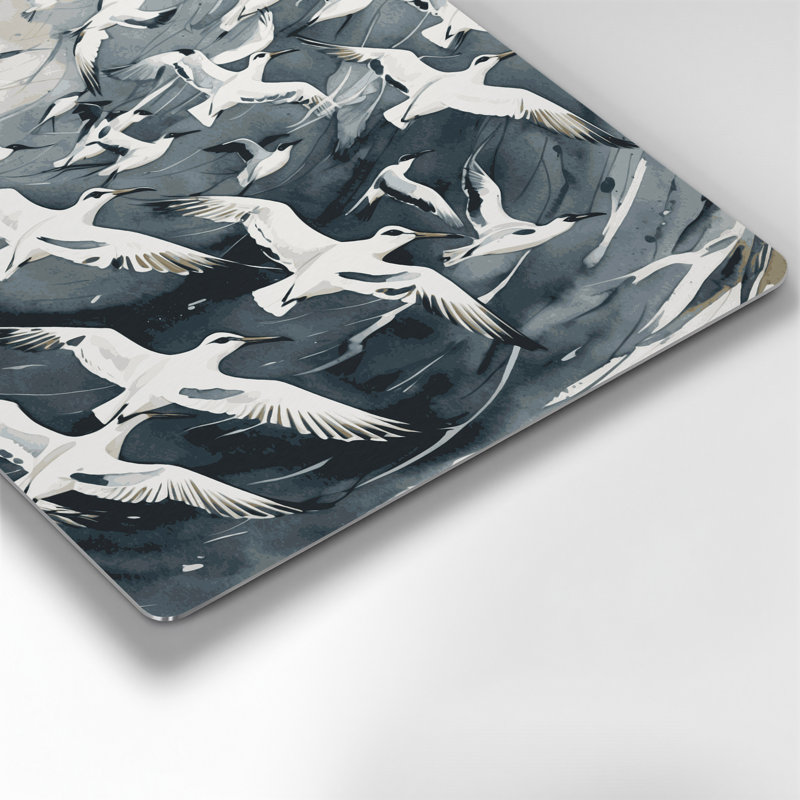 Oiseaux, art mural noir en métal Kittiwake, H 192 po x l 192 po x P 0,05 po