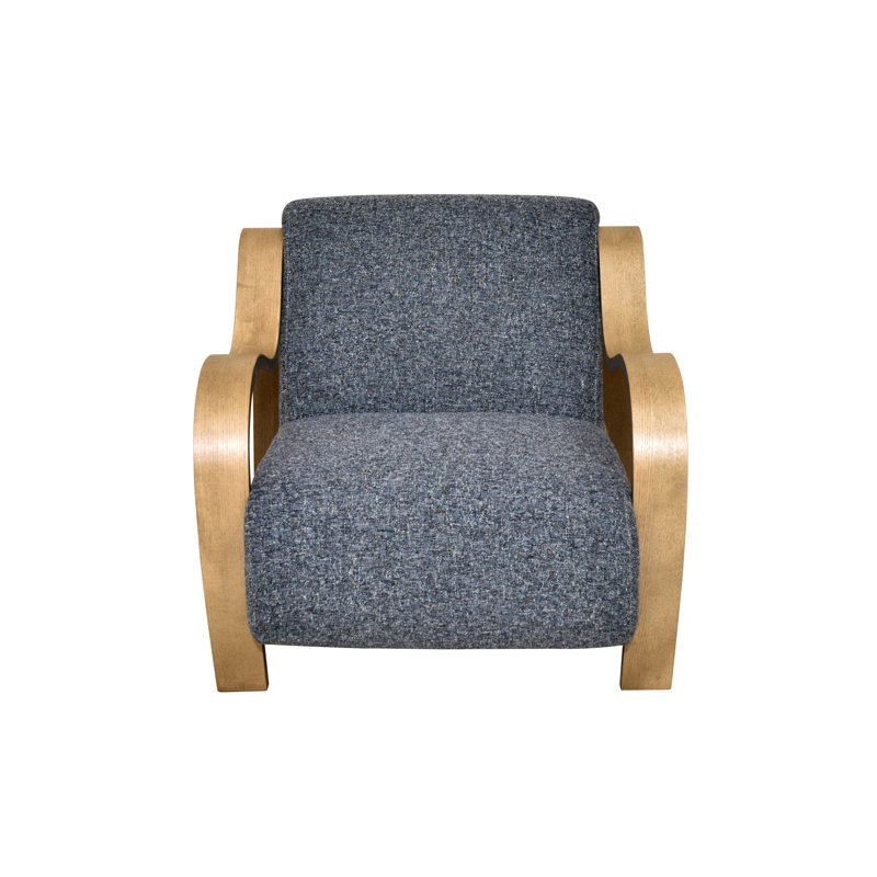Fauteuil d'appoint Curva Luxe, Bois naturel, Marine
