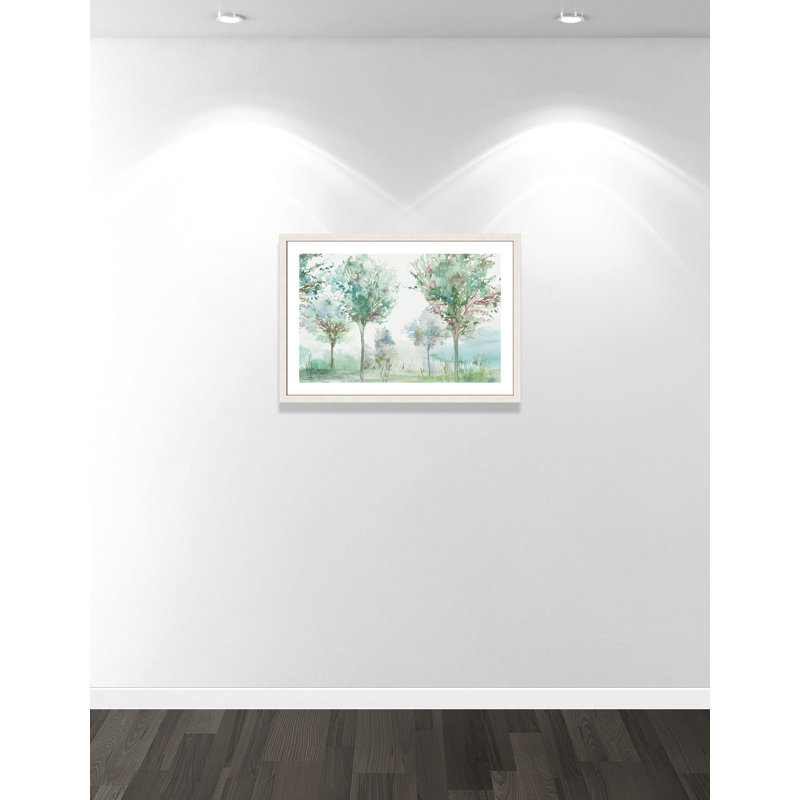 Paysage délicat - Art encadré autoportant, Cadre à grain de bois blanc, H 26 po x l 36 po x P 1,125 po
