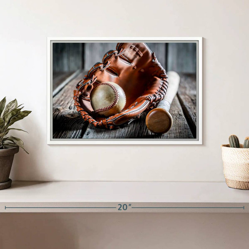 Baseball Basics, 13" X 9", Floating Frame White