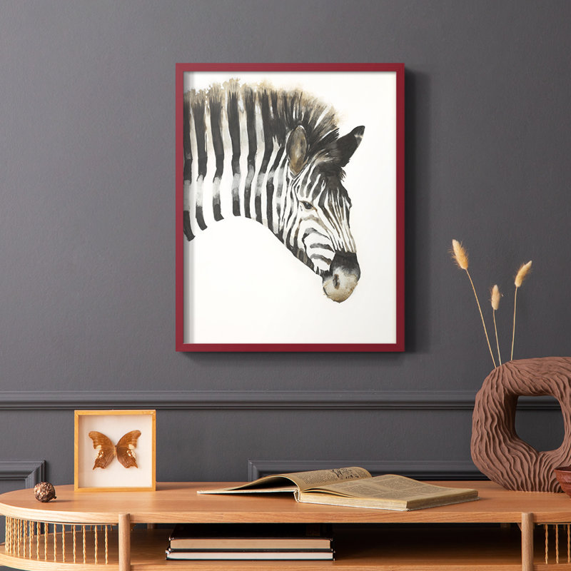 Zebra Stripes Framed Print - Solid Wood, Red, 10" H x 8" W