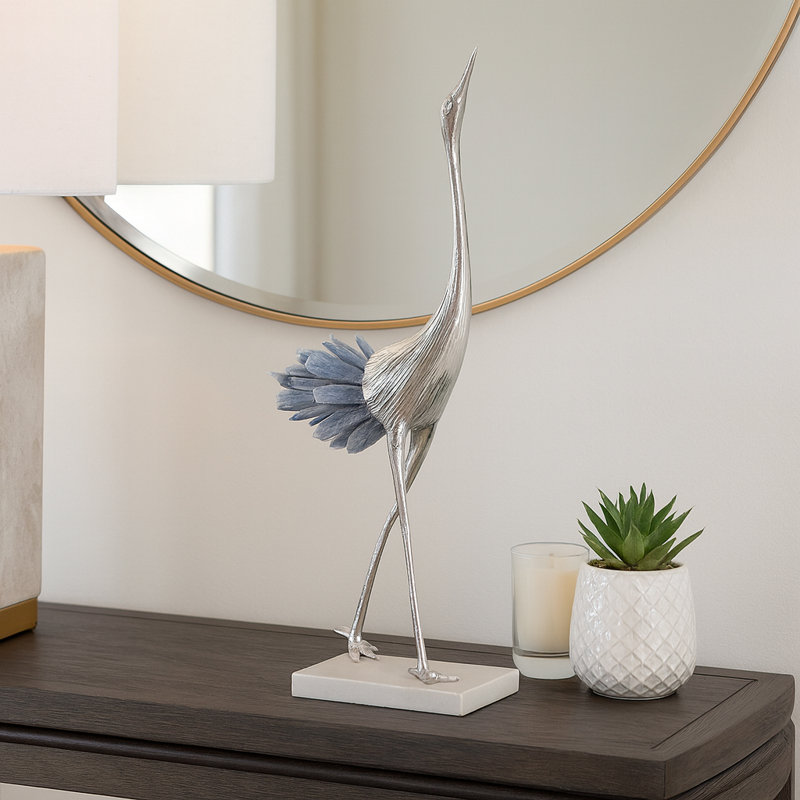 Sagebrook Home 12" Majesty Small Blue Kyanite Stone Metal Bird, 13.75"H x 5.25"W x 5.25"D