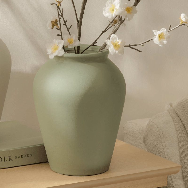 23cm Terracotta Vase, Olive