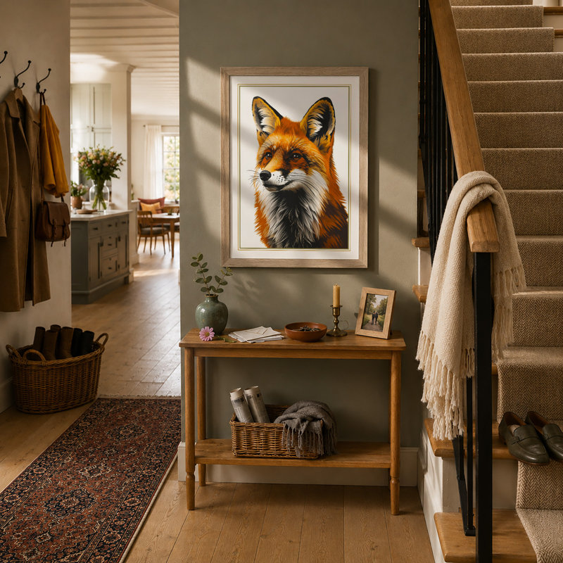 Fox Study Boho - Framed Print, A2 - 59.4 x 42.0 cm, Oak