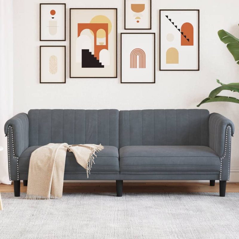 Canapé Winston Porter 2 places, Velours gris foncé, H 29,1 po x l 79,9 po x P 30,3 po