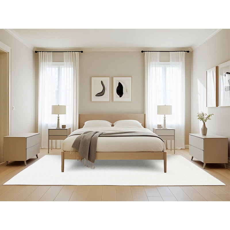 Tapis de zone blanche contemporaine, Rectangle 5 pi x 8 pi
