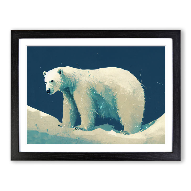 Polar Bear - Single Picture Frame Print, Black, 46cm H x 64cm W x 2cm D