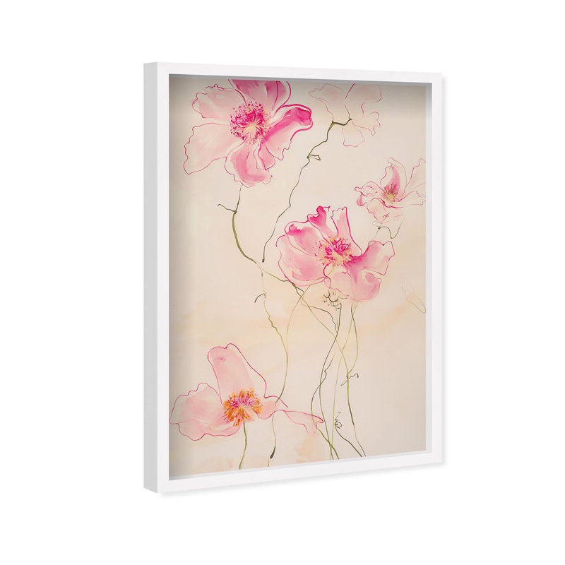 Oliver Gal Pink Flower II Floral & Botanical - Luxury Shadowbox Framed Wall Art, 55.5" H x 37.5" W, White