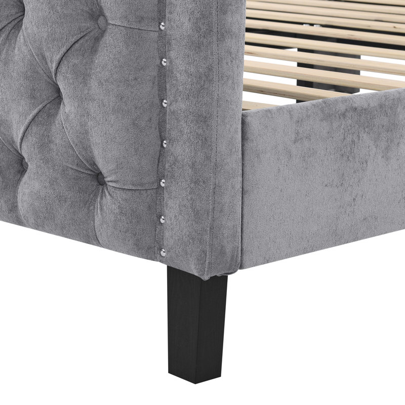 Elegance Tufted Wingback Bedframe, Grey