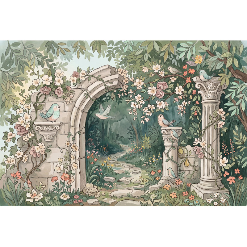 Papier peint botanique en pierre, Non tissé, 200 po x 120 po