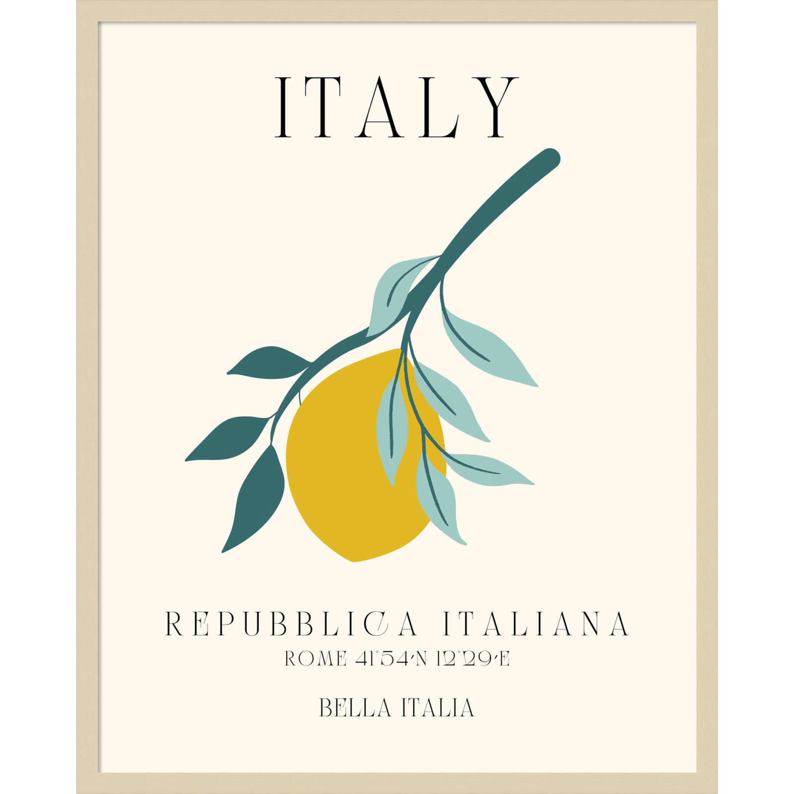 Mirando "Italy Travel Poster" Print, 27" W x 33" H x 1" D, Brown Framed