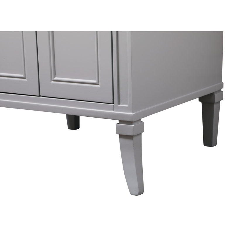 Inverleigh 24'' Single Bathroom Vanity with Marble Top, Carrara White, Chrome, Gray